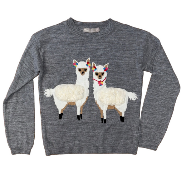 ASOS Sweaters - ASOS Heather Gray Women's Crew Neck Llama Sweater Size 2 Size Small